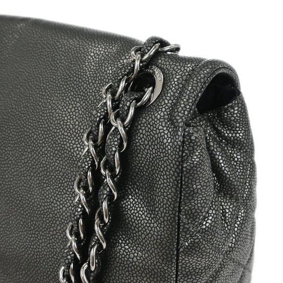 Chanel Gray Calfskin Full Flap Chain Shoulder Bag - Picture 5 of 10